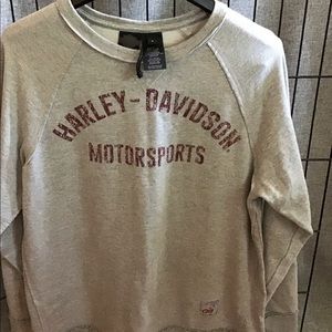 Mens Harley Davidson raw edge pullover sweatshirt
